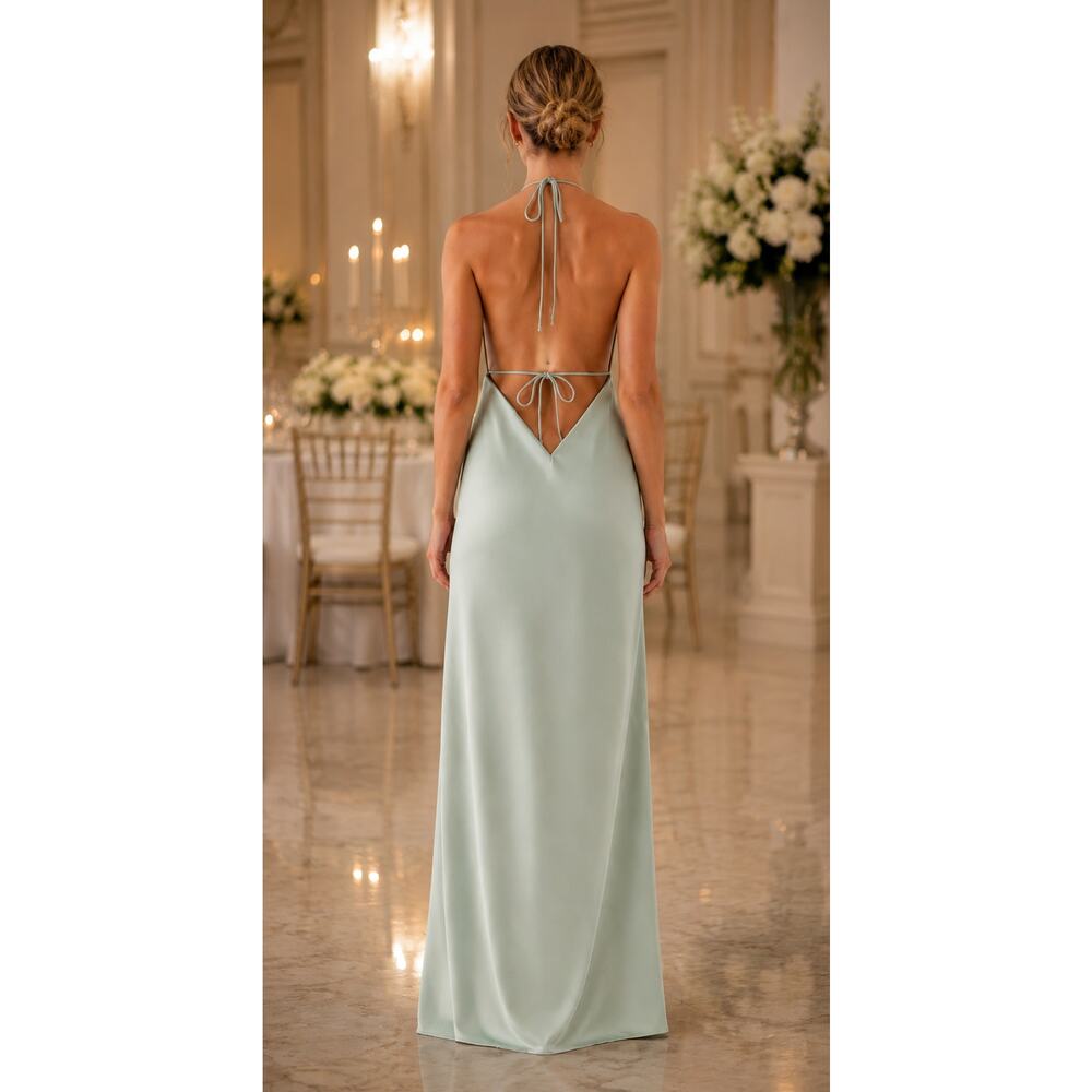 NWT Peppermayo Noemi Sage Green Halter Maxi Dress Open Back Formal Size 6 - Picture 9 of 9